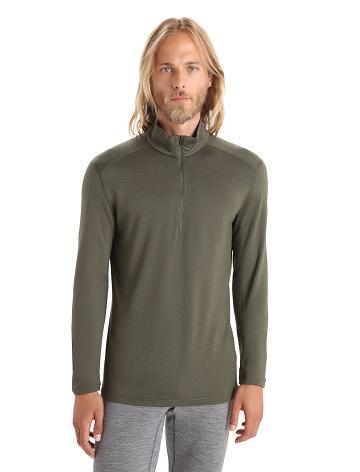 Loden Men's Icebreaker Merino 260 Tech Long Sleeve Half Zip Thermal Top Base Layers | USA 1384PJJQ